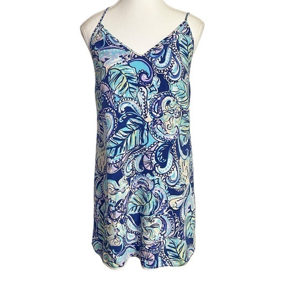 Lilly Pulitzer Dresses & Skirts - Lilly Pulitzer Lela Hanging With The Fronds Silk Slip Double V-Neck Dress